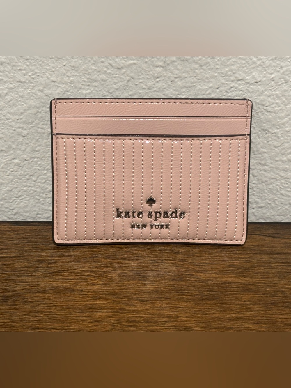 kate spade pale pink stitched card holder NWOT